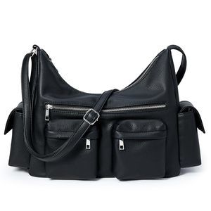 Crescent Y2K Shoulder Bag Casual Vintage Punk Vegan Leather Purse Tote Zier :[